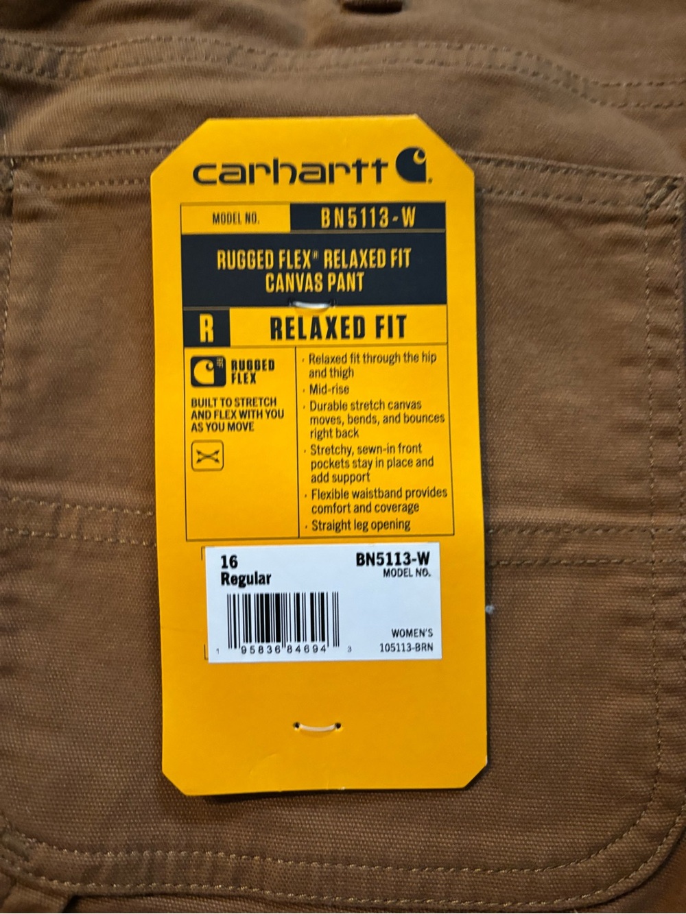 Carhartt Relaxed Fit Canvas Pants - Brown women’s size 16